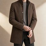 Glaze Layered Stand-Collar Coat in Camel