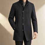 Glaze Layered Stand-Collar Coat in Gray
