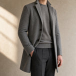 Glen Stand-Collar Overcoat in Gray