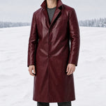 Glint Leather Trench Coat in Burgundy
