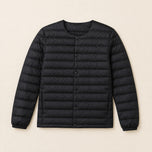 Gneiss Collarless Down Jacket in Black