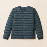 Gneiss Collarless Down Jacket in Dark Green