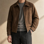Graupel Suede Bomber Jacket in Brown
