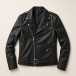 Gravel Leather Motorcycle Jacket in Black