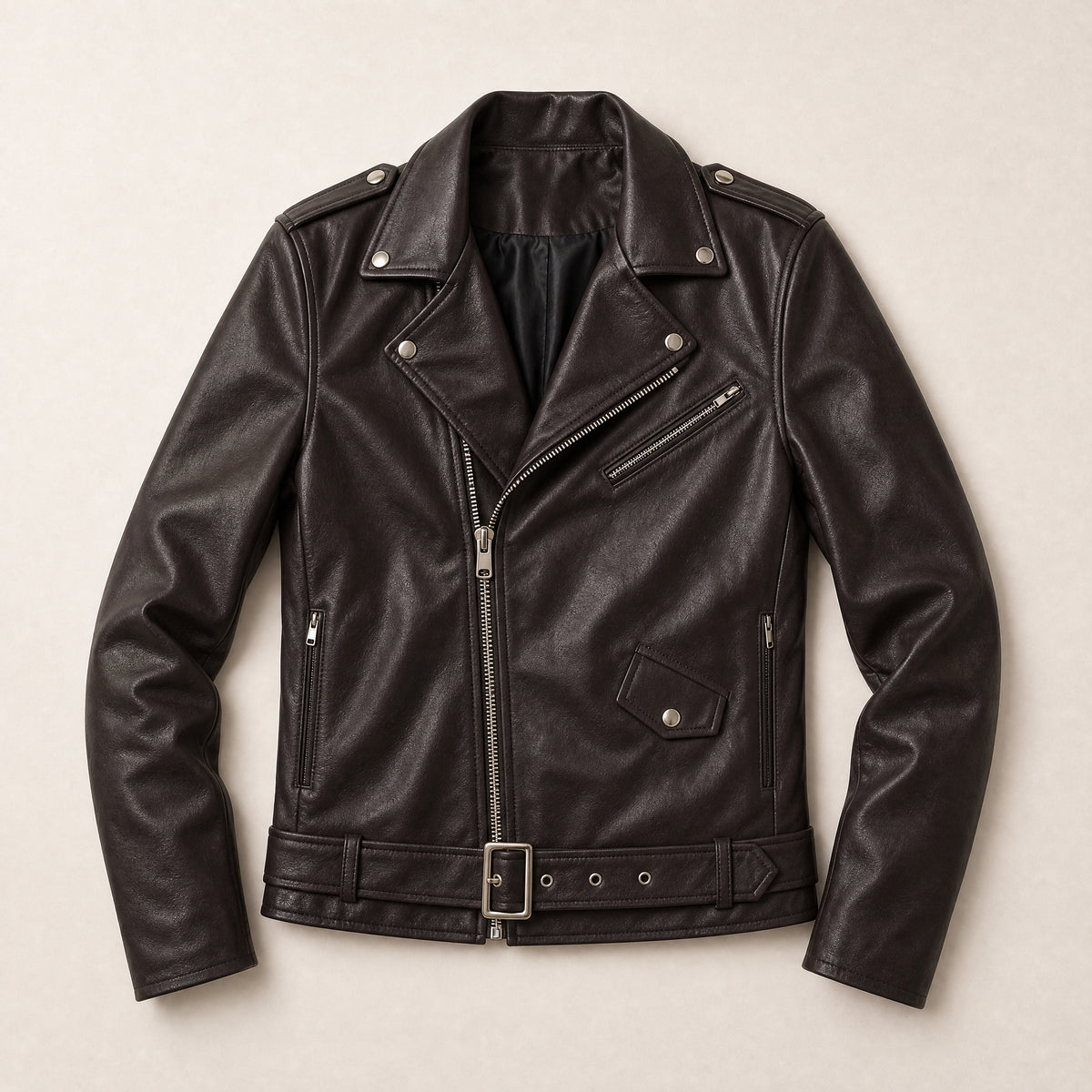 Gravel Leather Motorcycle Jacket in Brown