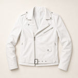 Gravel Leather Motorcycle Jacket in Ivory
