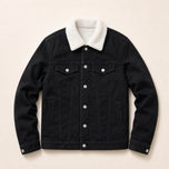 Greenwood Sherpa-Lined Denim Jacket in Black