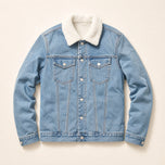 Greenwood Sherpa-Lined Denim Jacket in Light Blue