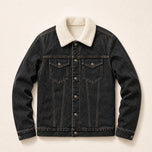 Greenwood Sherpa-Lined Denim Jacket in Vintage Black