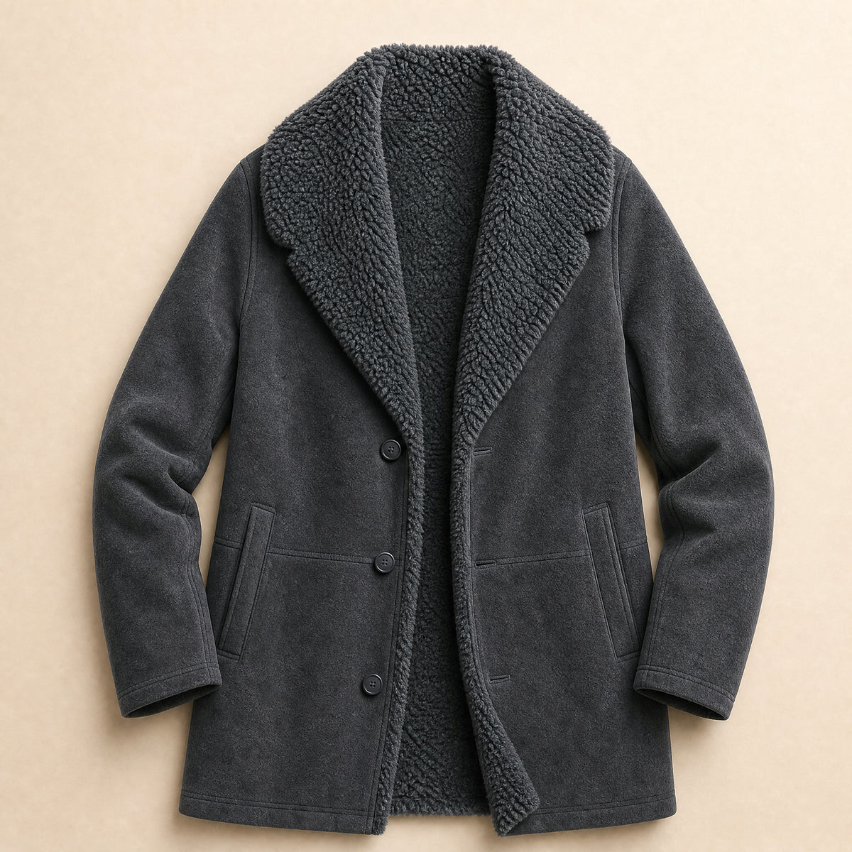 Grotto Shearling Coat in Gray