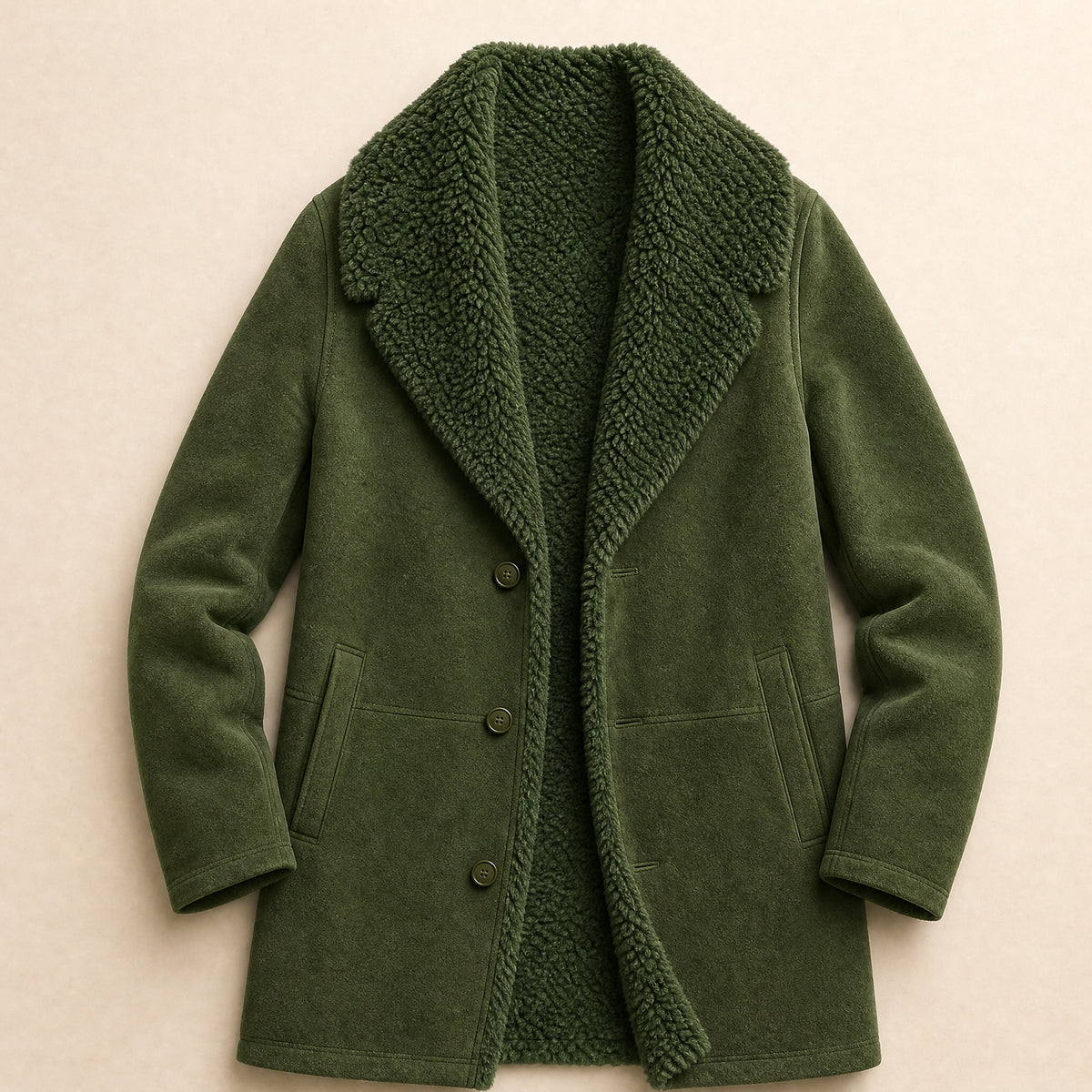 Grotto Shearling Coat in Green