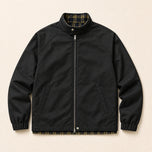 Gully Plaid Stand-Collar Bomber Jacket in Black