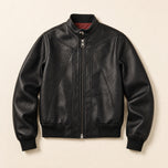 Gust Leather Flight Bomber Jacket in Black
