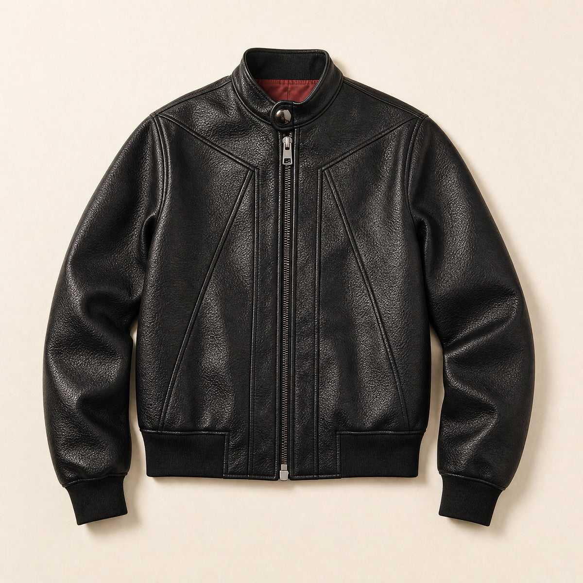Gust Leather Flight Bomber Jacket in Black