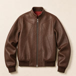 Gust Leather Flight Bomber Jacket in Brown