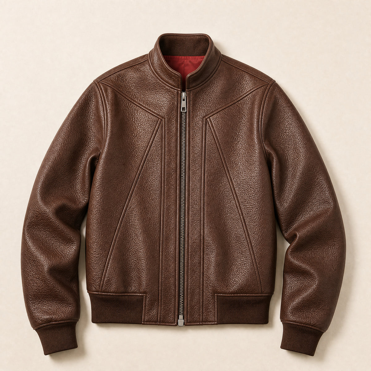 Gust Leather Flight Bomber Jacket in Brown