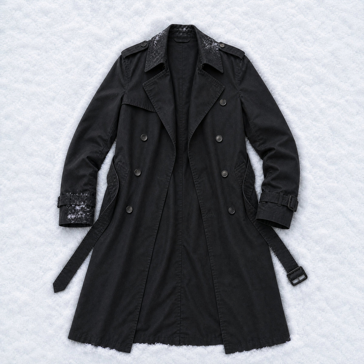Hailstone Double-Breasted Trench Coat in Black