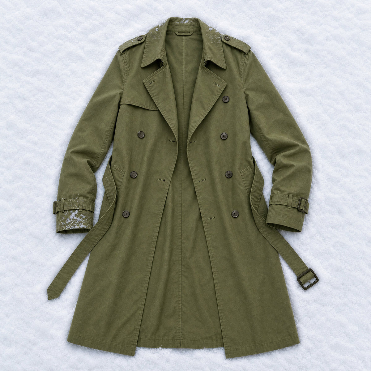 Hailstone Double-Breasted Trench Coat in Green