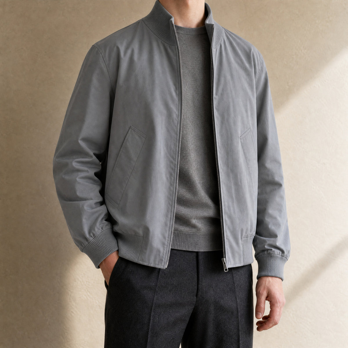Harbor Bomber Jacket in Gray