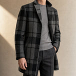 Harebell Printed Overcoat in Dark Gray Check