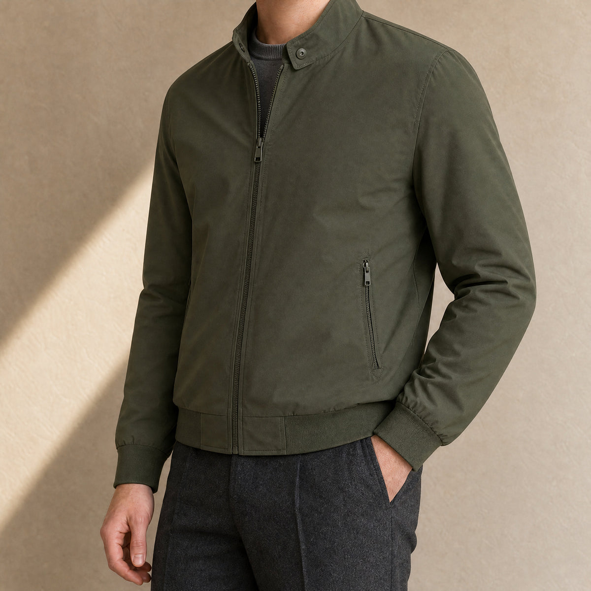 Harrier Classic Bomber Jacket in Army Green