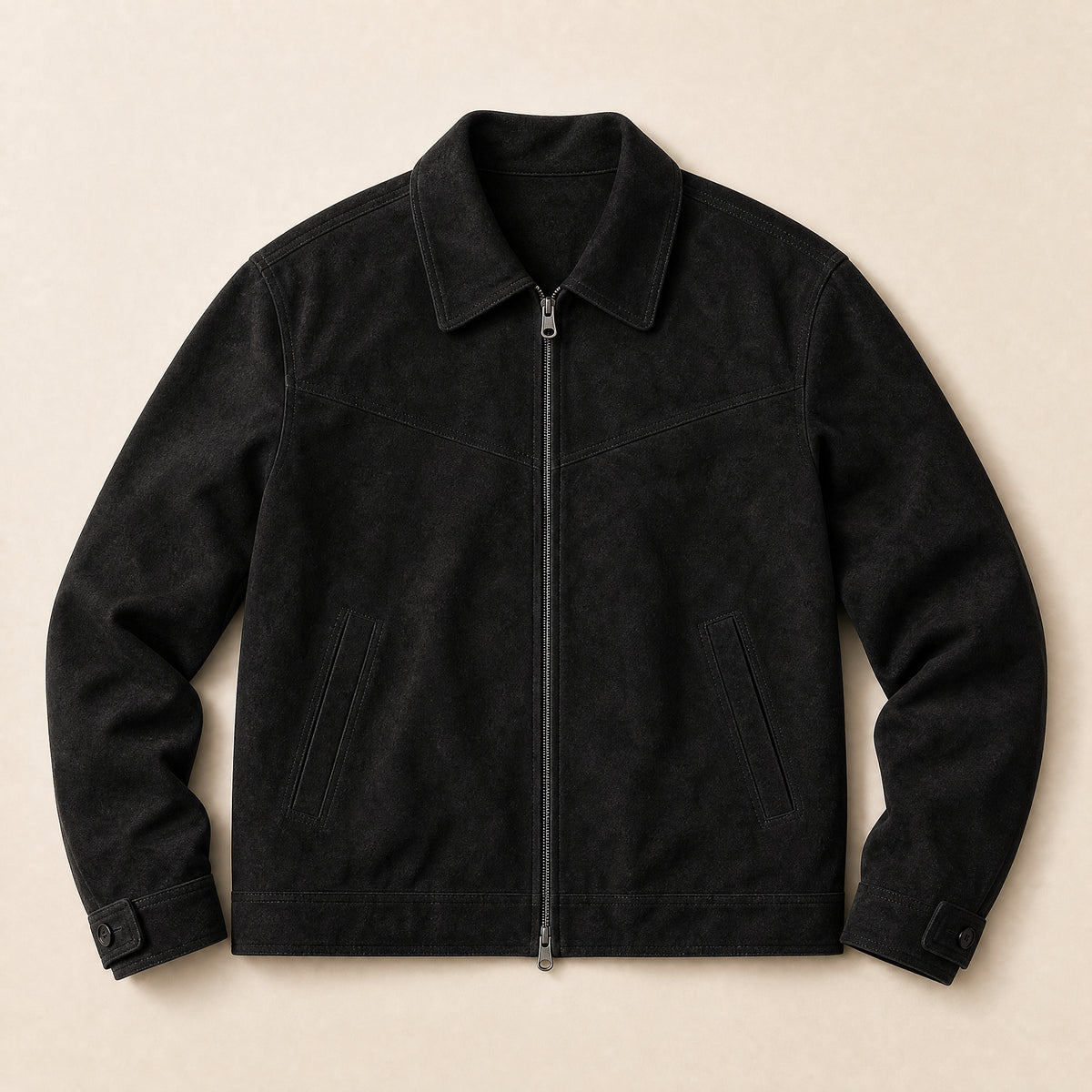Haven Suede Bomber Jacket in Black
