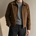 Hawk Suede Bomber Jacket in Brown