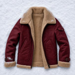 Hornbeam Shearling Bomber Jacket in Brick Red