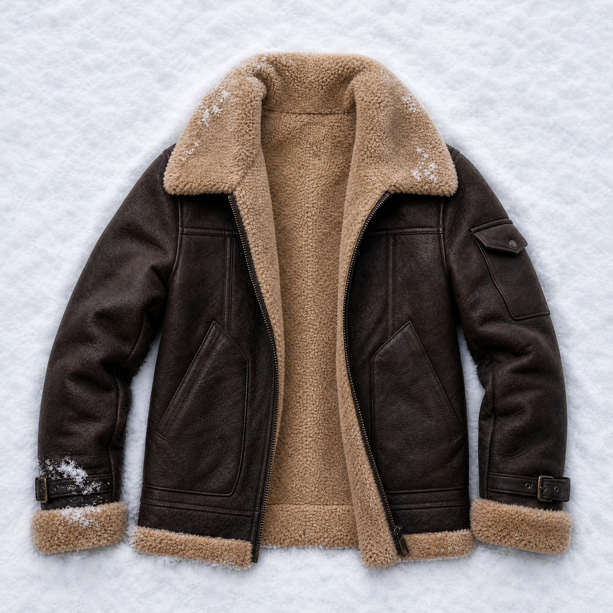 Hornbeam Shearling Bomber Jacket in Coffee