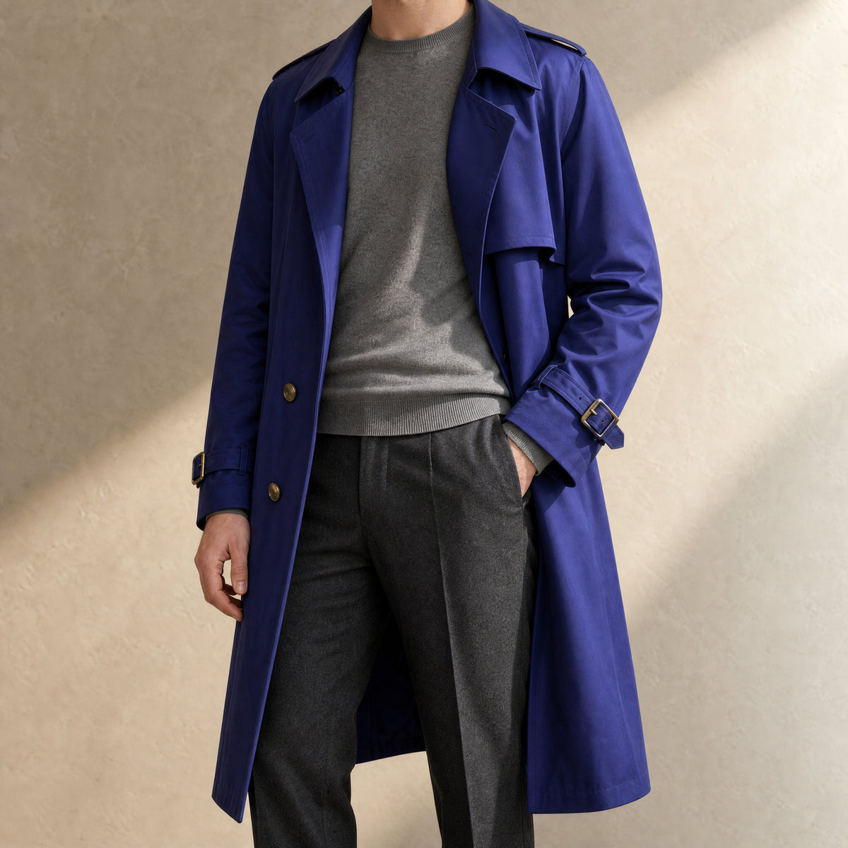 Headwater Mid-Length Trench Coat in Blue