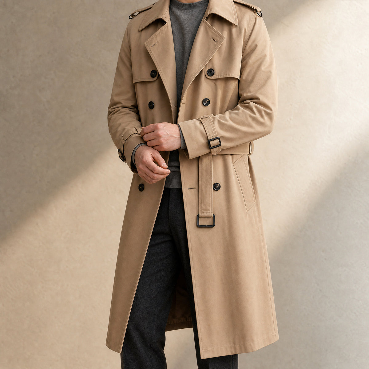 Headwater Mid-Length Trench Coat in Khaki