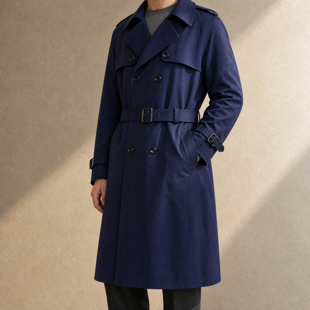 Headwater Mid-Length Trench Coat in Navy Blue