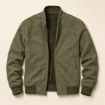 Heath Suede-Look Bomber Jacket in Army Green