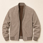 Heath Suede-Look Bomber Jacket in Khaki