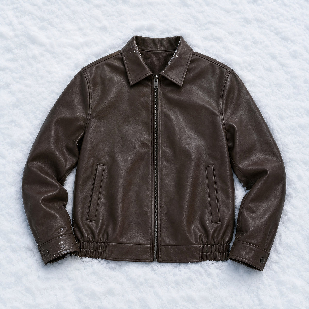 Heathland Leather Moto Jacket in Dark Brown
