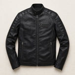 Hedgerow Stand-Collar Moto Jacket in Black