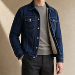 Hemlock Sherpa-Lined Denim Jacket in Dark Blue