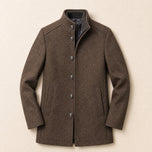 Hoar Layered Stand-Collar Coat in Camel