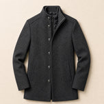 Hoar Layered Stand-Collar Coat in Gray