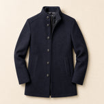 Hoar Layered Stand-Collar Coat in Navy