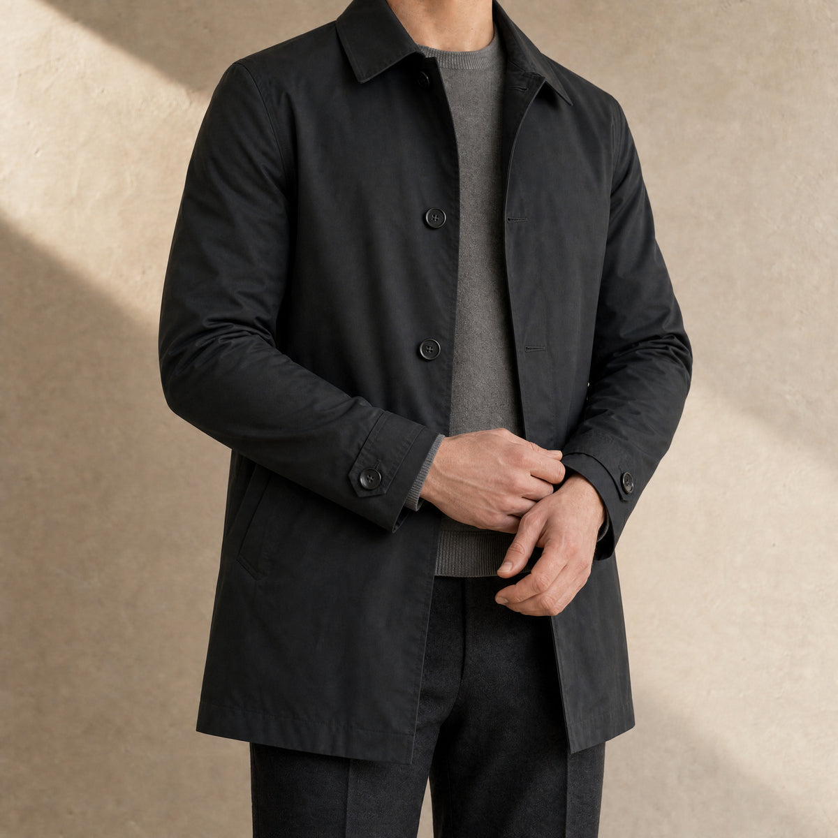Hoarfrost Classic Trench Coat in Black