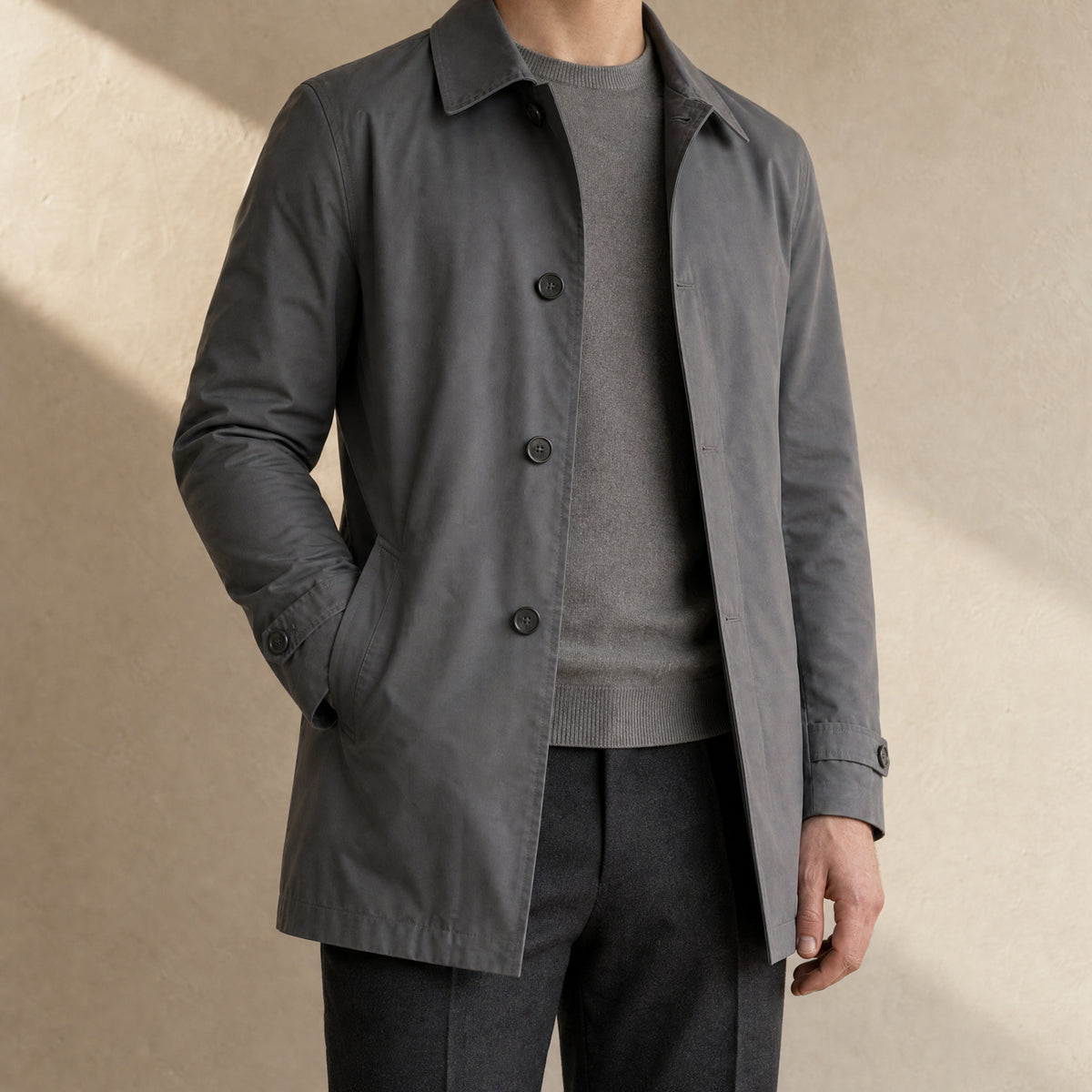Hoarfrost Classic Trench Coat in Gray