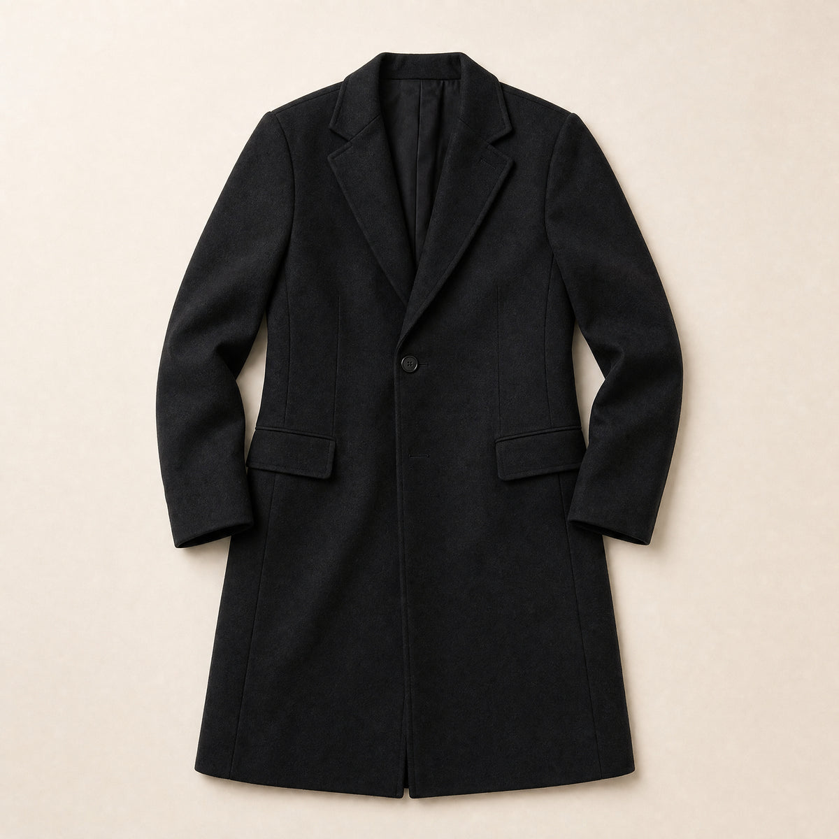 Hollow Longline Overcoat in Black