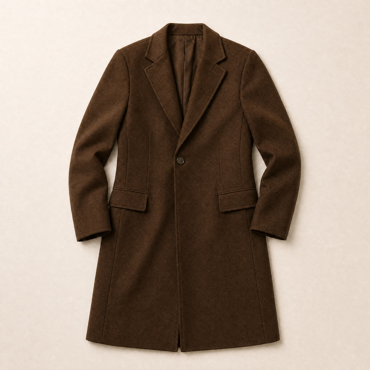 Hollow Longline Overcoat in Dark Brown