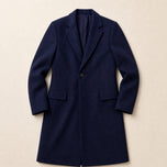 Hollow Longline Overcoat in Navy Blue