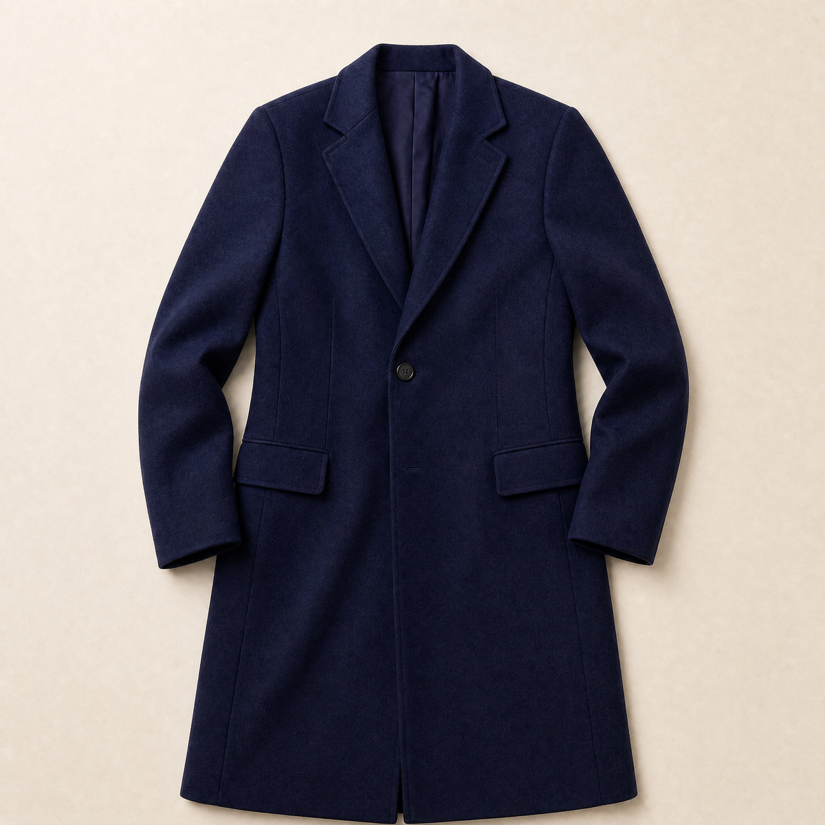 Hollow Longline Overcoat in Navy Blue