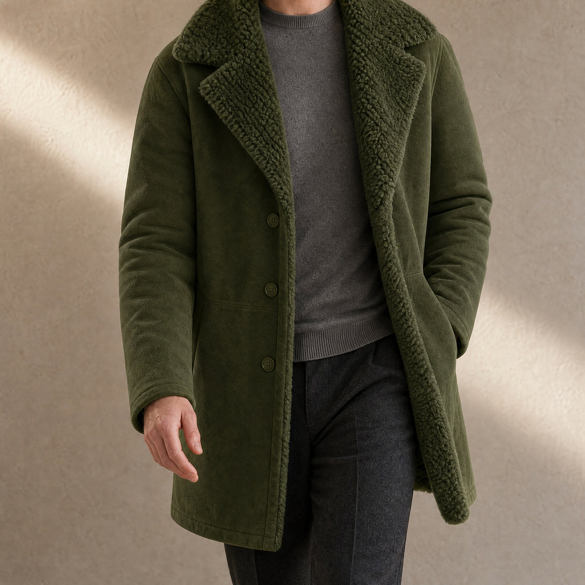 Holloway Shearling Coat in Green