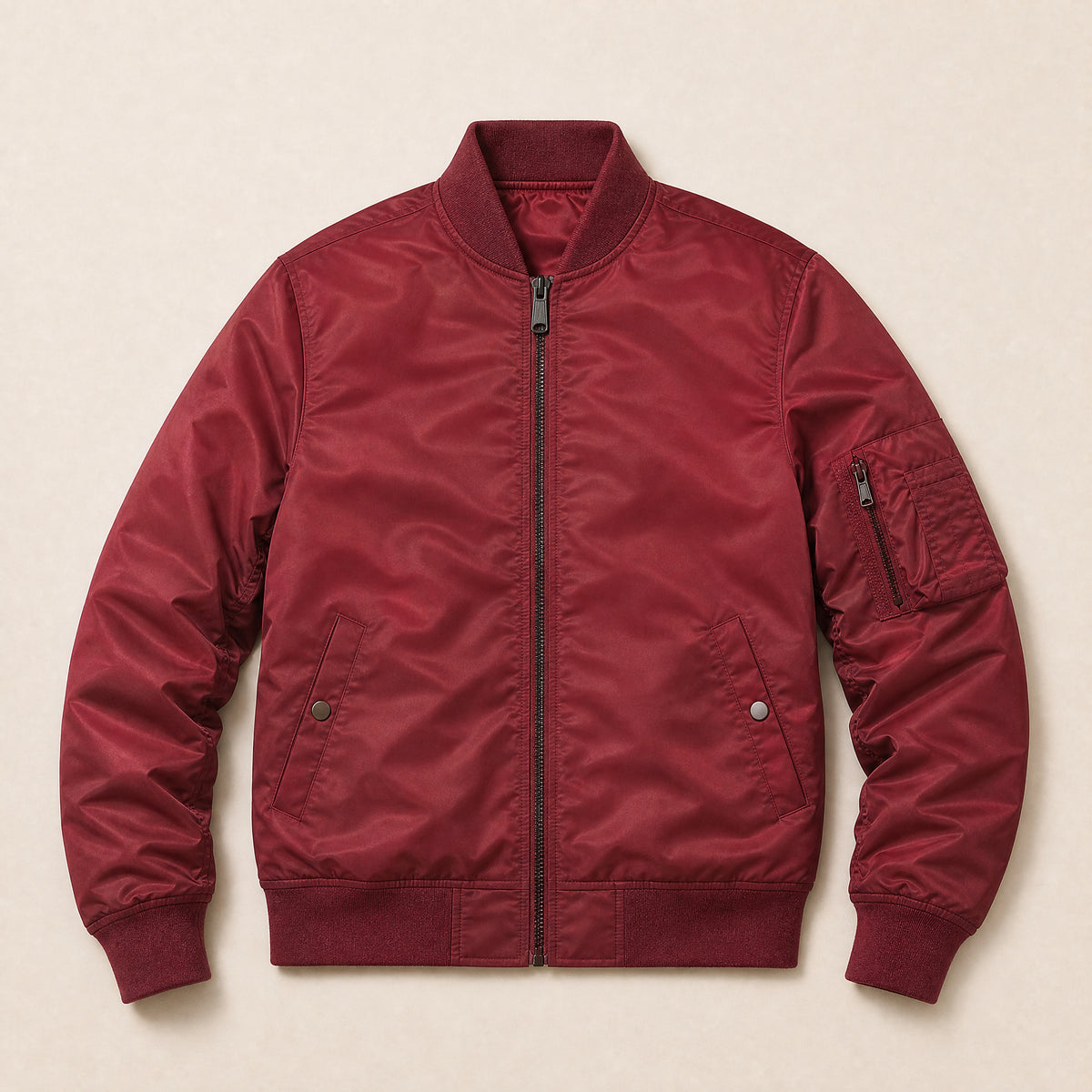 Holly Flight Bomber Jacket in Wine Red