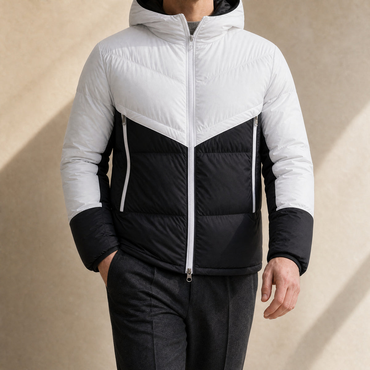 Holt Hooded Puffer Jacket in White