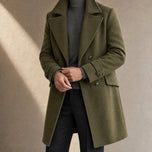 Husk Double-Breasted Overcoat in Army Green